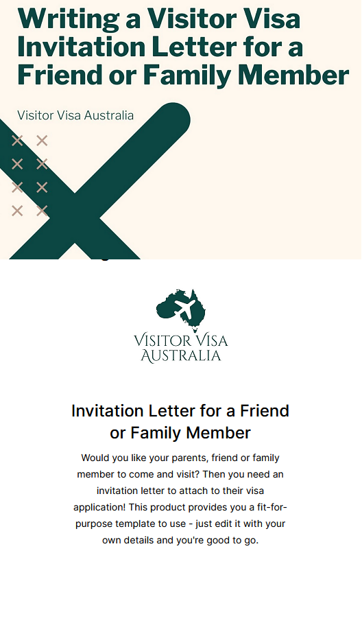 invitation letter for australian tourist visa 600